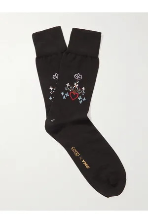 YMC Men Socks - Corgi Printed Cotton-Blend Socks