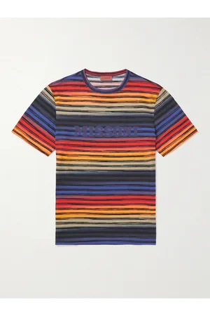 Missoni Logo-Print Garment-Dyed Striped Cotton-Jersey T-Shirt