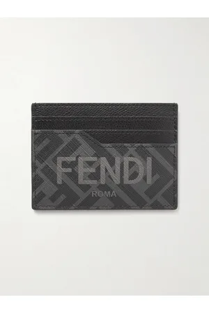 Fendi Logo-Print Coated-Canvas and Leather Cardholder
