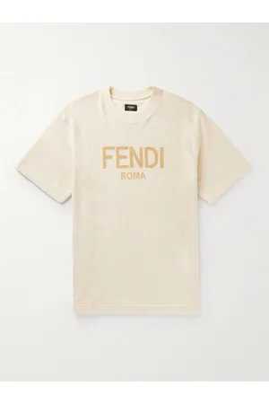Fendi Men T-shirts - Logo-Print Cotton-Blend Terry T-Shirt