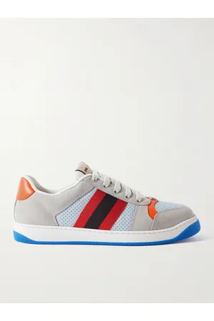 Gucci Screener Suede, Mesh, Webbing and Leather Sneakers