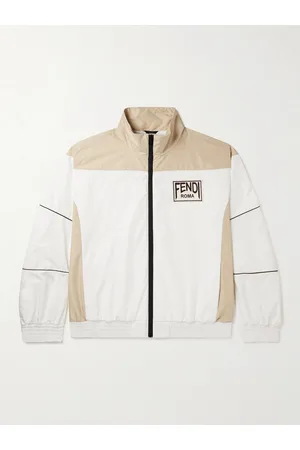 Fendi Men Jackets - Reversible Monogram Logo-Jacquard Two-Tone Shell and Mesh Jacket
