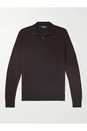 Loro Piana Roadster Slim-Fit Striped Cashmere Half-Zip Sweater
