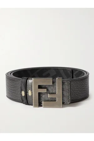 Fendi 3cm Reversible Textured-Leather Belt