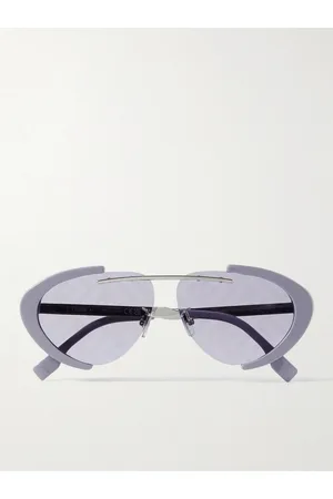 Fendi Oval-Frame Silver-Tone and Acetate Sunglasses