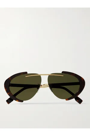 Fendi Oval-Frame Gold-Tone and Tortoiseshell Acetate Sunglasses
