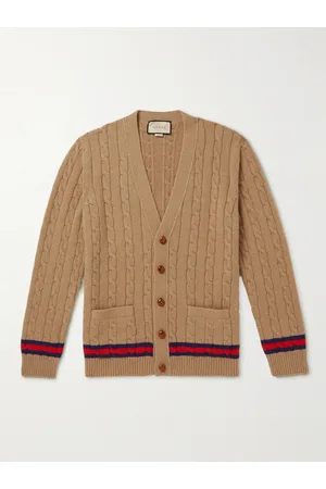 Gucci Striped Cable-Knit Cashmere and Wool-Blend Cardigan