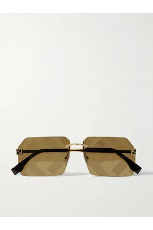 Fendi Rimless Square-Frame Logo-Print -Tone Sunglasses