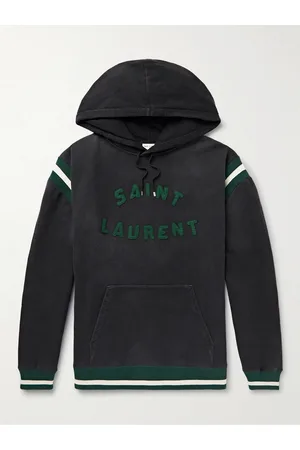 Saint Laurent Logo-Appliquéd Striped Cotton-Jersey Hoodie