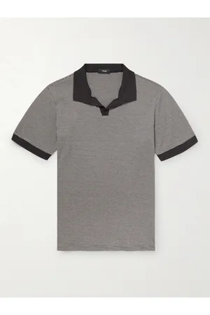 THEORY Men Polo Shirts - Malden Striped Stretch-Pima Cotton Polo Shirt