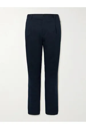 Etro Slim-Fit Pleated Stretch-Cotton Twill Trousers