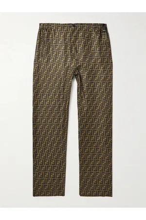 Fendi Tapered Logo-Print Silk Trousers