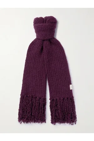 Agnona Fringed Ribbed Cashmere and Silk-Blend Scarf