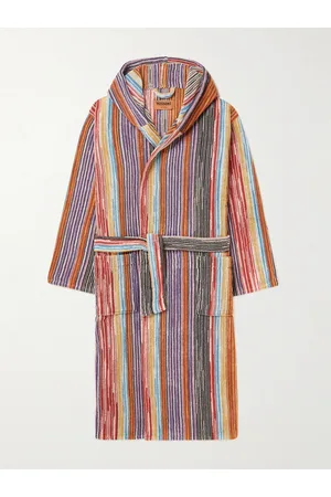 Missoni Men Bathrobes - Bradley Striped Cotton-Terry Hooded Robe