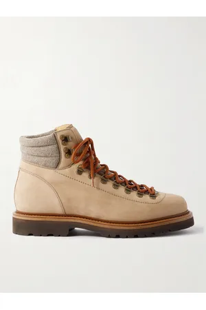 Brunello Cucinelli Men Outdoor Shoes - Merino Wool-Lined Nubuck Hiking Boots