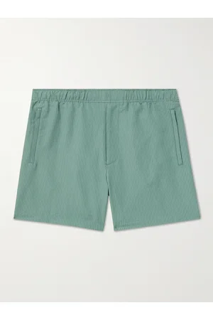 THEORY Jace Striped Recycled-Seersucker Swim Shorts