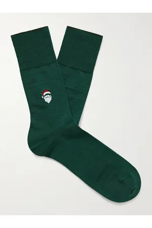 Falke Men Socks - Airport Santa Embroidered Wool-Blend Socks