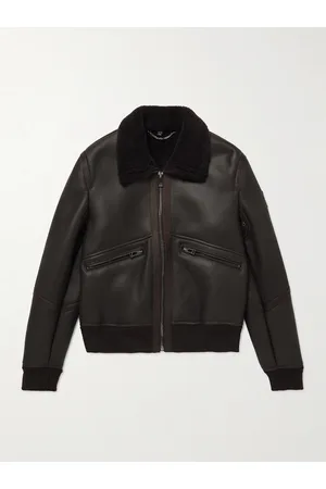 Belstaff Tracer Shearling-Trimmed Leather Jacket
