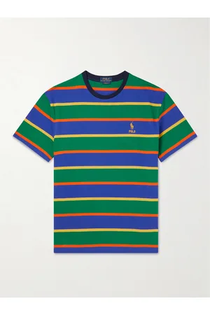 Ralph Lauren Logo-Embroidered Striped Cotton-Jersey T-Shirt