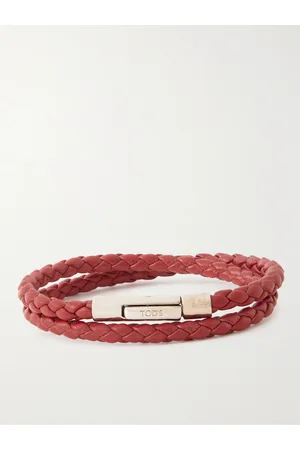 Tod's Woven Leather and Silver-Tone Bracelet