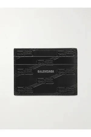 Balenciaga Men Wallets - Logo-Print Monogrammed Leather Cardholder