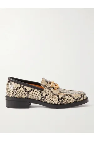 Gucci Logo-Embellished Croc-Effect Leather Loafers
