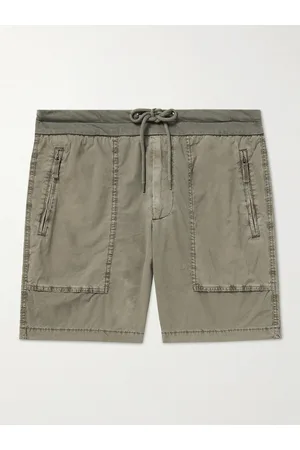 James Perse Garment-Dyed Straight-Leg Cotton-Blend Poplin Shorts