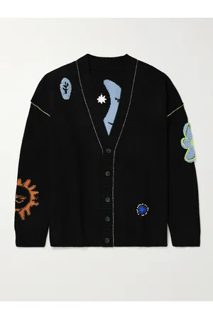 McQ Embroidered Wool-Blend Jacquard Cardigan