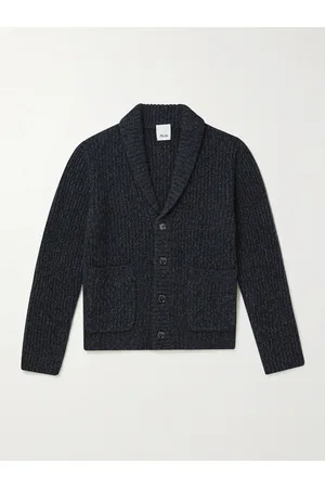 Allude Shawl-Collar Ribbed Wool and Cashmere-Blend Cardigan