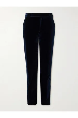 Ralph Lauren Gregory Slim-Fit Tapered Pleated Cotton-Velvet Tuxedo Trousers