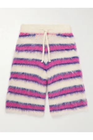 Marni Wide-Leg Striped Mohair-Blend Drawstring Shorts