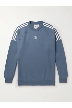 adidas Logo-Embroidered Striped Fleece-Back Cotton-Jersey Sweatshirt