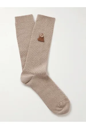 Folk Logo-Appliquéd Waffle-Knit Organic Cotton-Blend Socks