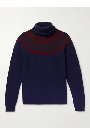 Incotex Jacquard-Knit Virgin Wool Rollneck Sweater