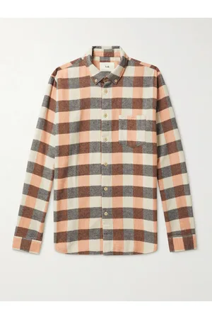 Folk Button-Down Collar Checked Brushed Cotton-Flannel Shirt