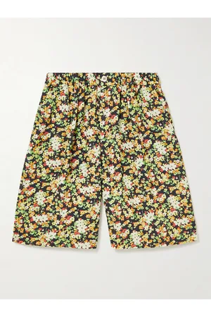 Marni Wide-Leg Pleated Floral-Print Woven Bermuda Shorts