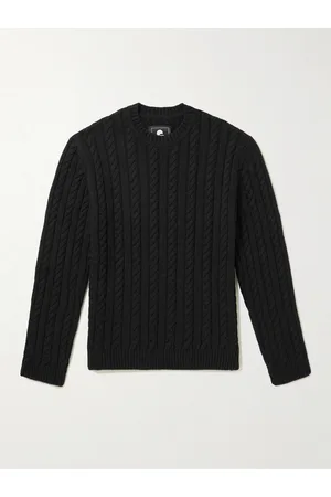 Edwin Garment-Washed Cable-Knit Sweater
