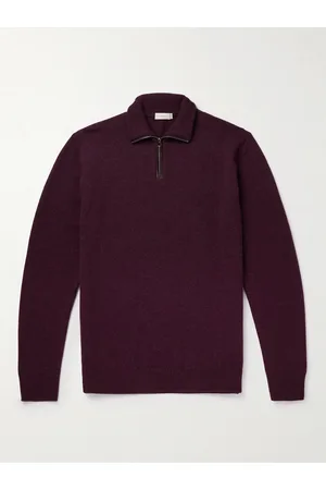 Agnona Leather-Trimmed Cashmere Half-Zip Sweater