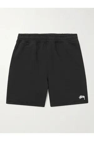 STUSSY Straight-Leg Logo-Embroidered Cotton-Jersey Shorts