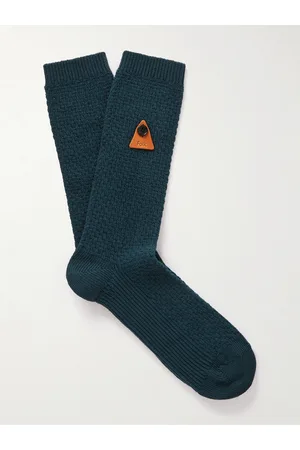 Folk Logo-Appliquéd Waffle-Knit Cotton-Blend Socks