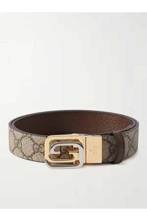 Gucci Men Belts - 3cm Reversible Monogrammed Supreme Coated-Canvas and Full-Grain Leather Belt