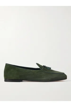 Rubinacci Men Loafers - Marphy Leather-Trimmed Suede Tasselled Loafers