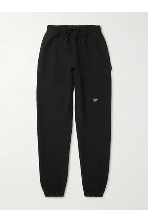 ABC Men Trousers - Tapered Logo-Appliquéd Cotton-Blend Jersey Sweatpants