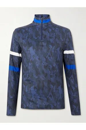 Bogner Men Sportswear - Verti Striped Camouflage-Print Tech-Jersey Half-Zip Base Layer