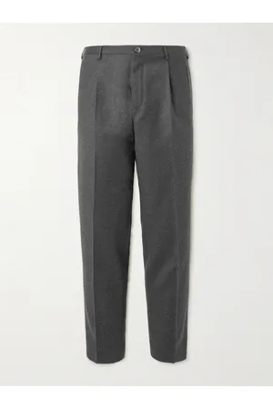 Incotex Men Formal Pants - Venezia 1951 Tapered Pleated Wool-Flannel Trousers