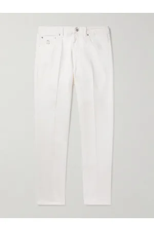 Brunello Cucinelli Flamed Straight-Leg Garment-Dyed Cotton-Twill Trousers