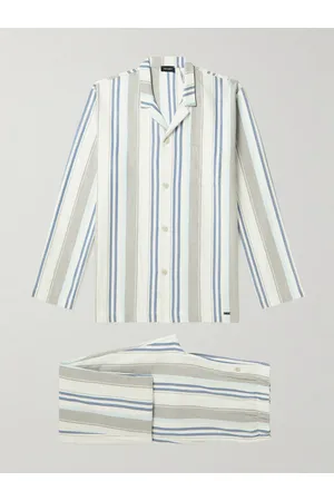 Hanro Camp-Collar Striped Cotton Pyjama Set