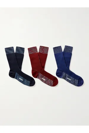 Missoni Men Socks - Three-Pack Striped Ribbed Cotton Socks