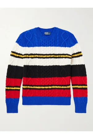 Ralph Lauren Striped Cable-Knit Wool and Alpaca-Blend Sweater