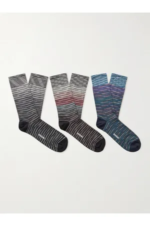Missoni Three-Pack Striped Cotton-Blend Socks
